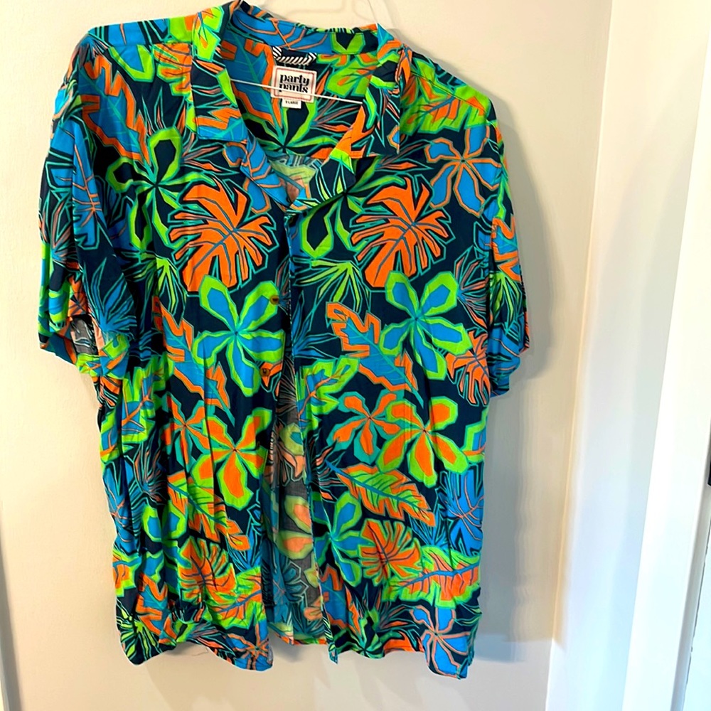Party Pants Short Sleeve Button Up( Bright Neon Colors)